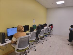 Students animating at their desks